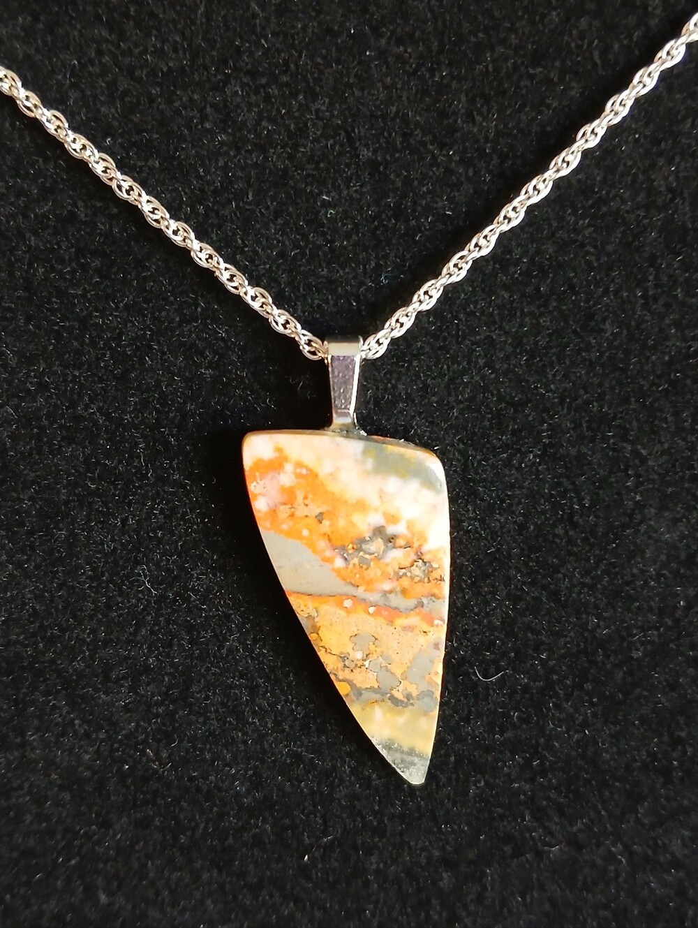 Bumblebee jasper pendant on 22" sterling silver necklace new handmade